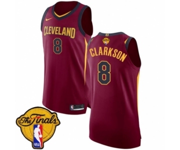 Men's Nike Cleveland Cavaliers #8 Jordan Clarkson Authentic Maroon 2018 NBA Finals Bound NBA Jersey - Icon Edition