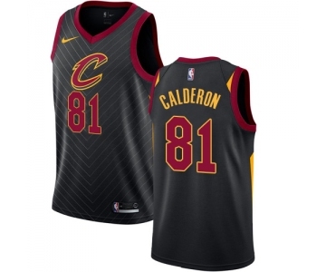 Men's Nike Cleveland Cavaliers #81 Jose Calderon Swingman Black Alternate NBA Jersey Statement Edition