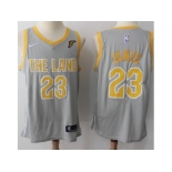 Nike Cleveland Cavaliers #23 LeBron James Gray NBA Swingman City Edition Jersey