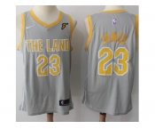 Nike Cleveland Cavaliers #23 LeBron James Gray NBA Swingman City Edition Jersey