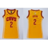 NBA Women Cavaliers #2 Kyrie Irving Gold Dress Stitched Jerseys