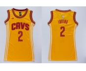 NBA Women Cavaliers #2 Kyrie Irving Gold Dress Stitched Jerseys