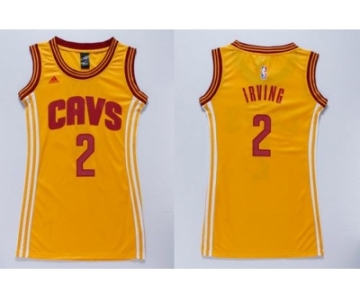 NBA Women Cavaliers #2 Kyrie Irving Gold Dress Stitched Jerseys