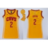 NBA Women Cavaliers #2 Kyrie Irving Gold The Champions Patch Dress Stitched Jerseys