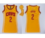 NBA Women Cavaliers #2 Kyrie Irving Gold The Champions Patch Dress Stitched Jerseys