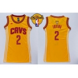 NBA Women Cavaliers #2 Kyrie Irving Gold The Finals Patch Dress Stitched Jerseys