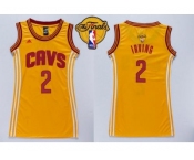 NBA Women Cavaliers #2 Kyrie Irving Gold The Finals Patch Dress Stitched Jerseys