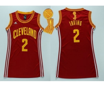 NBA Women Cavaliers #2 Kyrie Irving Red The Champions Patch Dress Stitched Jerseys