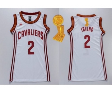 NBA Women Cavaliers #2 Kyrie Irving White The Champions Patch Dress Stitched Jerseys