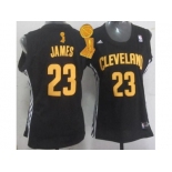 NBA Women Cavaliers #23 LeBron James Black The Champions Patch Fashion Stitched Jerseys