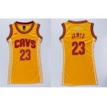 NBA Women Cavaliers #23 LeBron James Gold Dress Stitched Jerseys