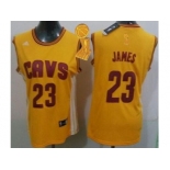 NBA Women Cavaliers #23 LeBron James Gold The Champions Patch Alternate Stitched Jerseys