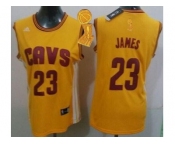 NBA Women Cavaliers #23 LeBron James Gold The Champions Patch Alternate Stitched Jerseys