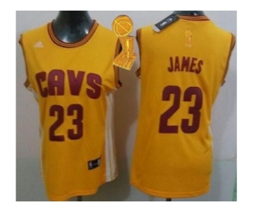 NBA Women Cavaliers #23 LeBron James Gold The Champions Patch Alternate Stitched Jerseys