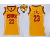 NBA Women Cavaliers #23 LeBron James Gold The Finals Patch Dress Stitched Jerseys