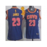 NBA Women Cavaliers #23 LeBron James Light Blue The Champions Patch Fashion Stitched Jerseys