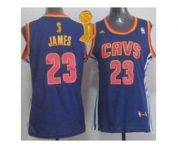 NBA Women Cavaliers #23 LeBron James Light Blue The Champions Patch Fashion Stitched Jerseys