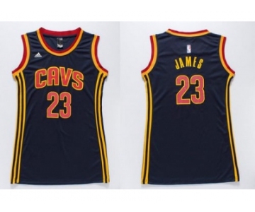 NBA Women Cavaliers #23 LeBron James Navy Blue Dress Stitched Jerseys