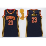 NBA Women Cavaliers #23 LeBron James Navy Blue The Champions Patch Dress Stitched Jerseys