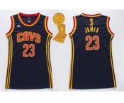 NBA Women Cavaliers #23 LeBron James Navy Blue The Champions Patch Dress Stitched Jerseys