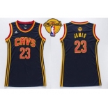 NBA Women Cavaliers #23 LeBron James Navy Blue The Finals Patch Dress Stitched Jerseys