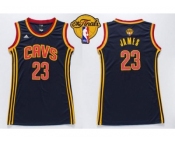 NBA Women Cavaliers #23 LeBron James Navy Blue The Finals Patch Dress Stitched Jerseys