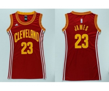 NBA Women Cavaliers #23 LeBron James Red Dress Stitched Jerseys