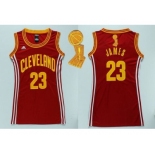 NBA Women Cavaliers #23 LeBron James Red The Champions Patch Dress Stitched Jerseys