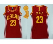 NBA Women Cavaliers #23 LeBron James Red The Champions Patch Dress Stitched Jerseys