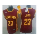 NBA Women Cavaliers #23 LeBron James Red The Champions Patch Road Stitched Jerseys