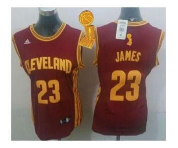 NBA Women Cavaliers #23 LeBron James Red The Champions Patch Road Stitched Jerseys