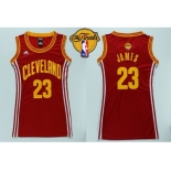 NBA Women Cavaliers #23 LeBron James Red The Finals Patch Dress Stitched Jerseys