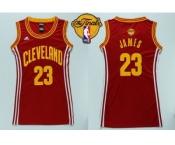 NBA Women Cavaliers #23 LeBron James Red The Finals Patch Dress Stitched Jerseys