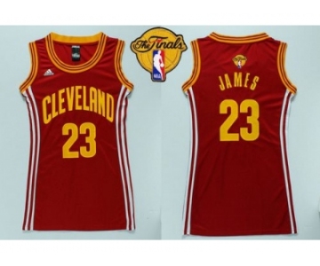 NBA Women Cavaliers #23 LeBron James Red The Finals Patch Dress Stitched Jerseys