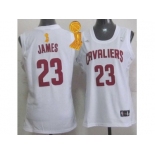 NBA Women Cavaliers #23 LeBron James White The Champions Patch Fashion Stitched Jerseys