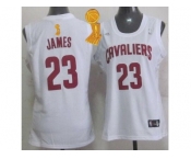 NBA Women Cavaliers #23 LeBron James White The Champions Patch Fashion Stitched Jerseys