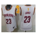 NBA Women Cavaliers #23 LeBron James White The Champions Patch Home Stitched Jerseys