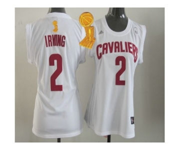 NBA Women Cleveland Cavaliers #2 Kyrie Irving White The Champions Patch Fashion Stitched Jerseys