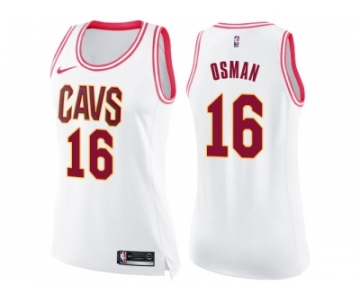 Women Nike Cleveland Cavaliers #16 Cedi Osman White Pink NBA Swingman Fashion Jersey