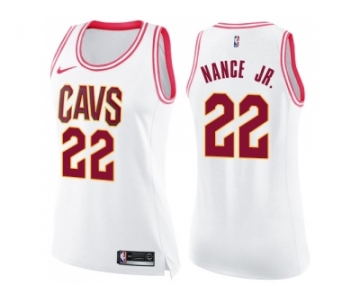 Women Nike Cleveland Cavaliers #22 Larry Nance Jr. White Pink NBA Swingman Fashion Jersey