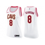 Women Nike Cleveland Cavaliers #8 Jordan Clarkson White Pink NBA Swingman Fashion Jersey