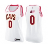 Women's Nike Cleveland Cavaliers #0 Kevin Love Swingman White Pink Fashion NBA Jersey