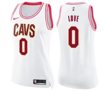 Women's Nike Cleveland Cavaliers #0 Kevin Love Swingman White Pink Fashion NBA Jersey