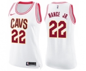 Women's Nike Cleveland Cavaliers #22 Larry Nance Jr. Swingman White Pink Fashion NBA Jersey