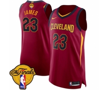 Women's Nike Cleveland Cavaliers #23 LeBron James Authentic Maroon 2018 NBA Finals Bound NBA Jersey - Icon Edition