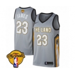 Women's Nike Cleveland Cavaliers #23 LeBron James Swingman Gray 2018 NBA Finals Bound NBA Jersey - City Edition