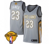 Women's Nike Cleveland Cavaliers #23 LeBron James Swingman Gray 2018 NBA Finals Bound NBA Jersey - City Edition