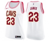 Women's Nike Cleveland Cavaliers #23 LeBron James Swingman White Pink Fashion NBA Jersey