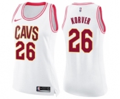 Women's Nike Cleveland Cavaliers #26 Kyle Korver Swingman White Pink Fashion NBA Jersey