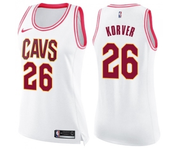 Women's Nike Cleveland Cavaliers #26 Kyle Korver Swingman White Pink Fashion NBA Jersey